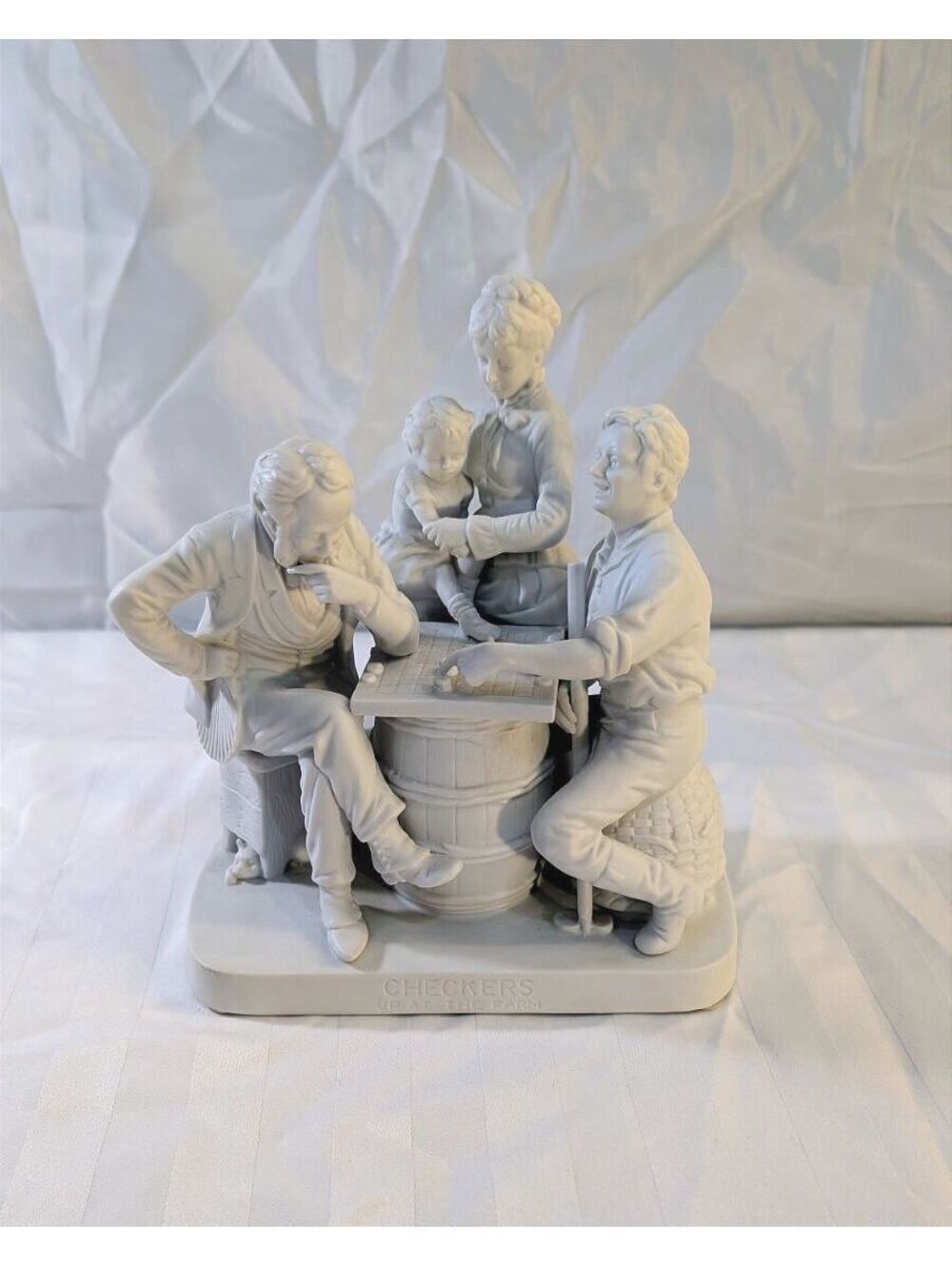 Vintage Reed & Barton Matte White Bisque Porcelain Figurine "Checkers Up at the